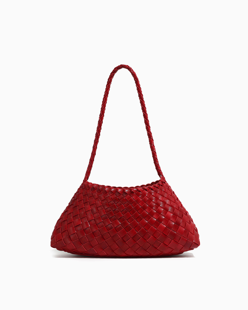 Vegan Leather Handwoven Shoulder Bag, Red Color