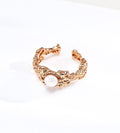 Irregular Molten Pearl Adjustable Ring 18K Gold-Plated over S925 Silver, Vintage Gold Color