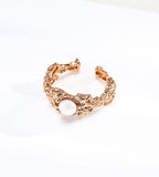 Irregular Molten Pearl Adjustable Ring 18K Gold-Plated over S925 Silver, Vintage Gold Color