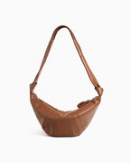 Caramel-brown Large Top-grain Lambskin Leather Croissant Crossbody Bag | BUCKLE Collective