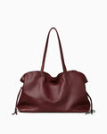 Large Burgundy Genuine Leather Drawstring Tote Bag | BUCKLE Collective
