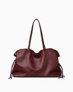 Large Burgundy Genuine Leather Drawstring Tote Bag | BUCKLE Collective