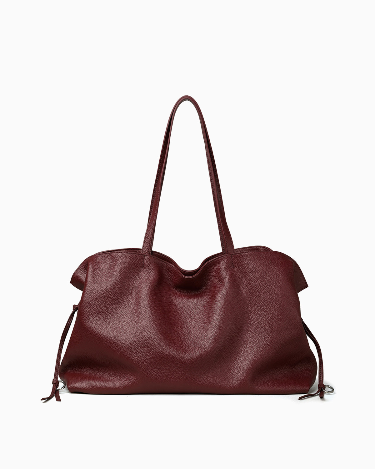 Large Burgundy Genuine Leather Drawstring Tote Bag | BUCKLE Collective