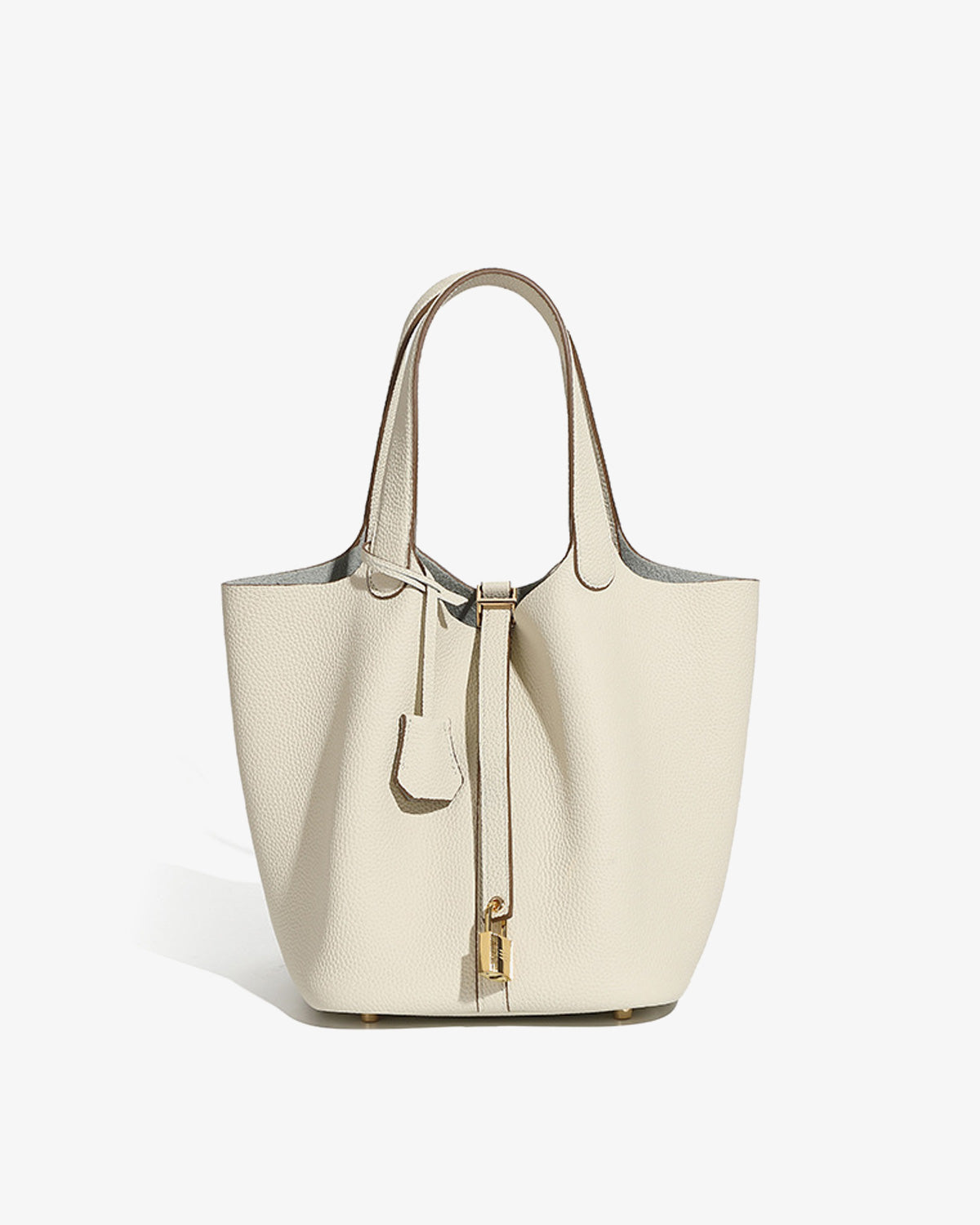 An off-white Large Genuine Togo Leather Bucket Bag with a gold-toned hardware and Inner Pouch