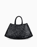 Woven Handbag with Removable Pouch, Black Color