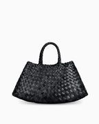 Woven Handbag with Removable Pouch, Black Color