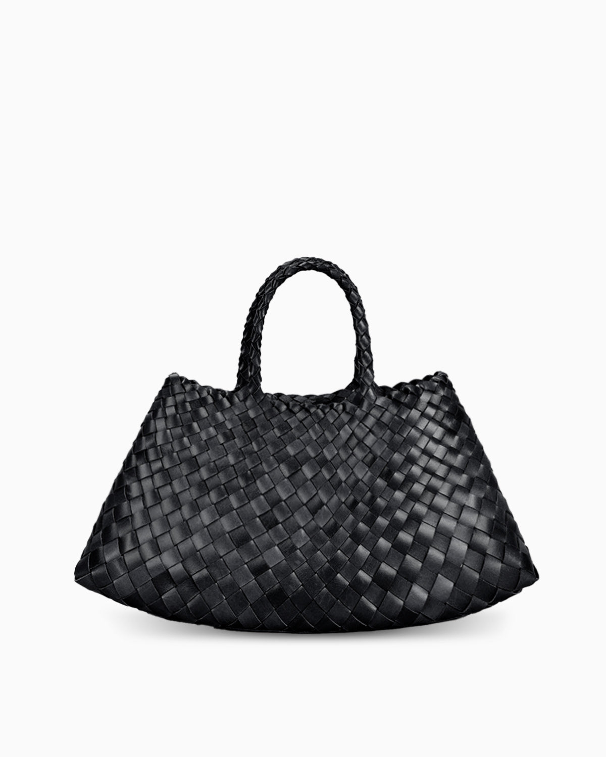 Woven Handbag with Removable Pouch, Black Color