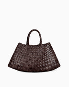 Woven Handbag with Removable Pouch, Coffee Color