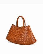 Woven Handbag with Removable Pouch, Yellow Brown Color