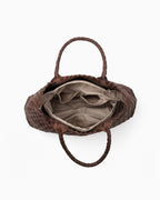 Pouch Compartment Details of Woven Genuine Leather Shopper Tote Bag