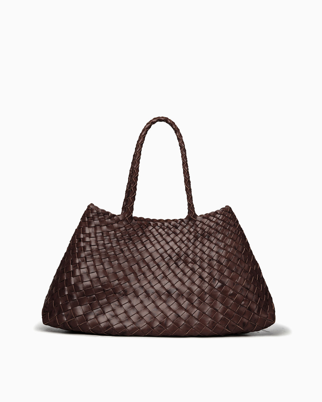 Trendy and stylish Woven Genuine Leather Tote Bag with Removable Pouch, Coffee Color