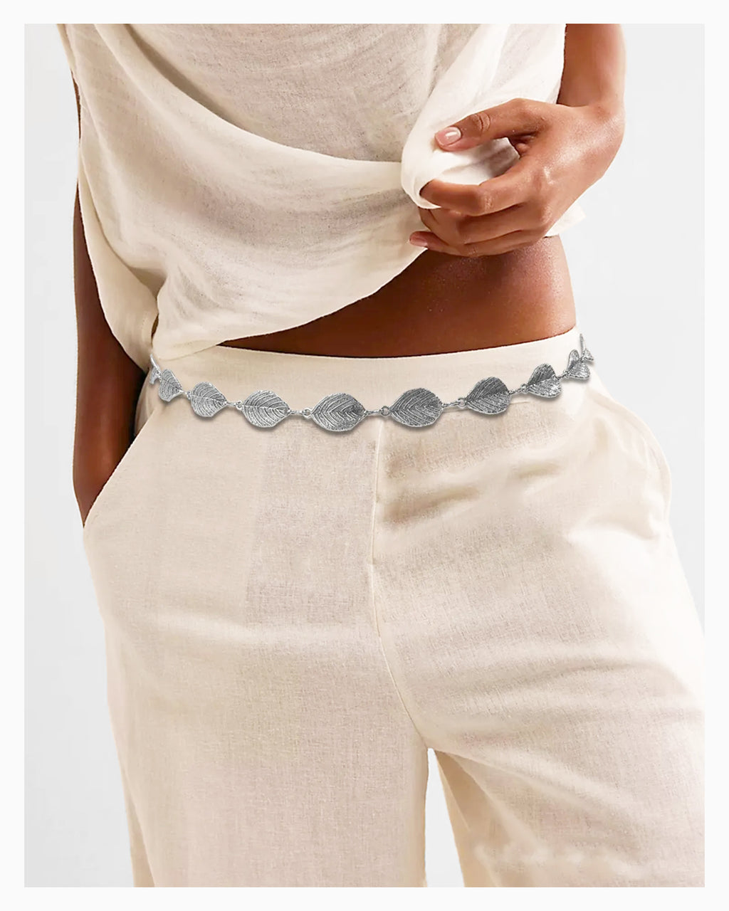 Women's BOHO Style Silver Leaf Chain Belt