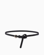 Black Leather Belt with Circular Buckle & Hanging Strap