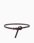 Coffee Leather Belt with Circular Buckle & Hanging Strap