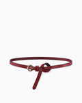 Red Leather Belt with Circular Buckle & Hanging Strap