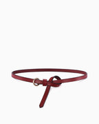 Red Leather Belt with Circular Buckle & Hanging Strap