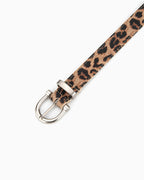 Women's Statement Leopard Print Leather Belt with Silver Buckle