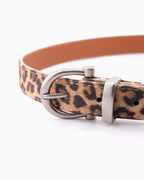 Women's Statement Leopard Print Leather Belt with Silver Buckle