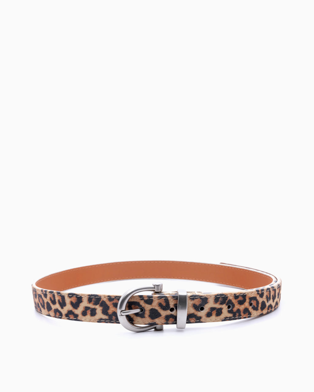 Women's Statement Leopard Print Leather Belt with Silver Buckle