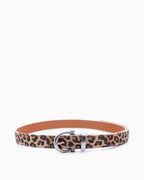 Women's Statement Leopard Print Leather Belt with Silver Buckle