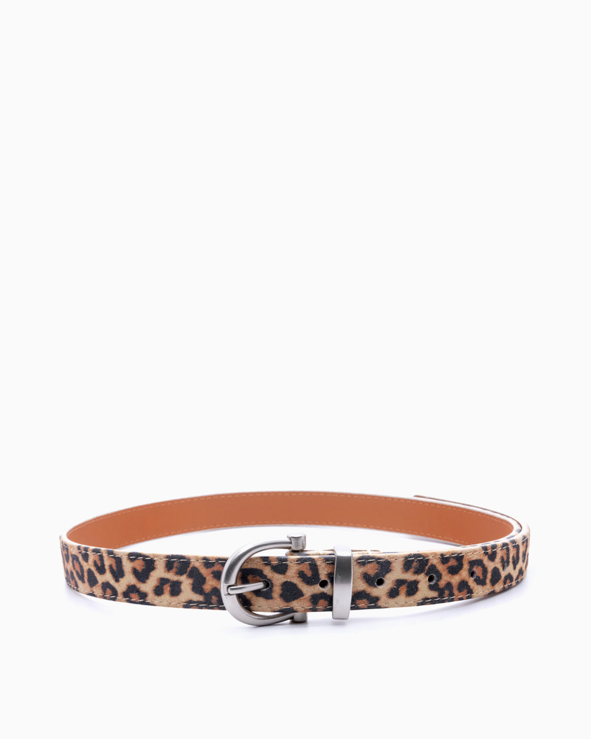 Women's Statement Leopard Print Leather Belt with Silver Buckle
