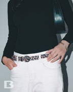 Women's Statement Leopard Print Leather Belt with Silver Buckle