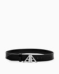 Black Designer Belt with Overlapping Double “A” Buckle