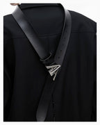 Black Designer Belt with Overlapping Double “A” Buckle