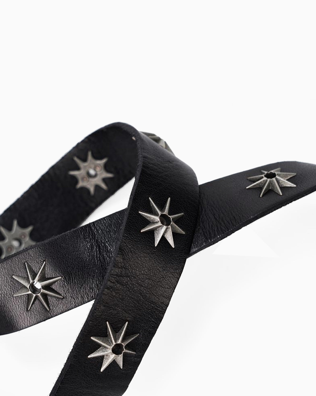 Unisex Y2K Black Leather Belt with Silver Star-shaped Studs