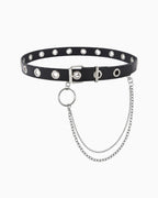 Unisex Black Statement Punk Eyelet Belt with Chains | BUCKLE Collective