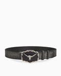 Men's Statement Black Belt with Longhorn Buckle