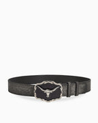 Men's Statement Black Belt with Longhorn Buckle