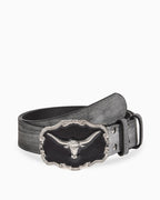 Men's Statement Black Belt with Bull Head Buckle