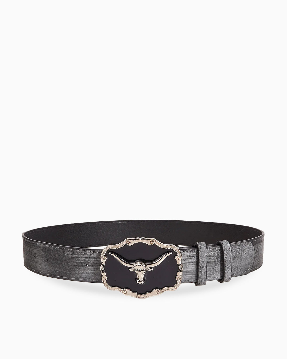 Men's Statement Gray Belt with Longhorn Buckle