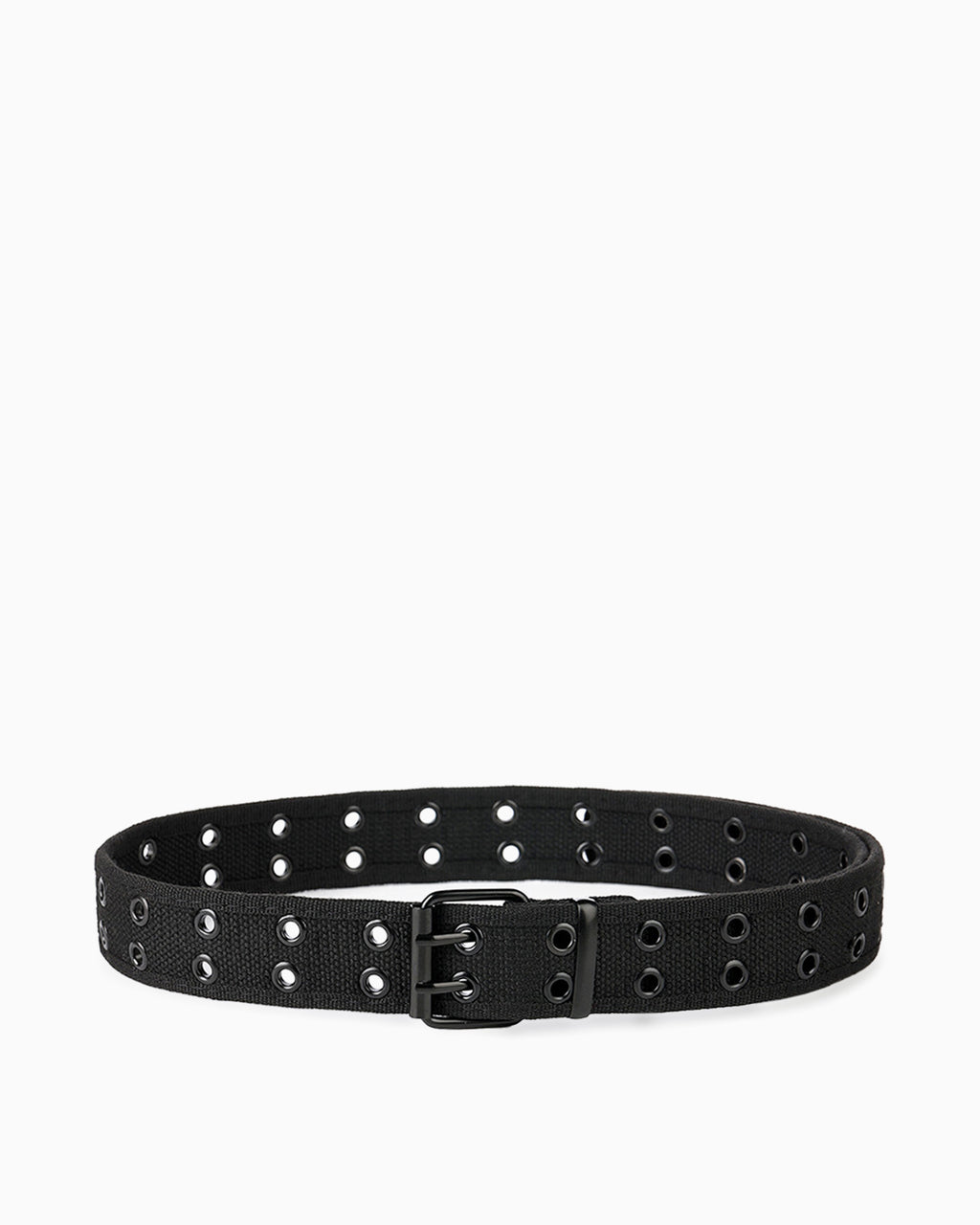 Men's Statement Black Canvas Belt with Double-Prong Buckle