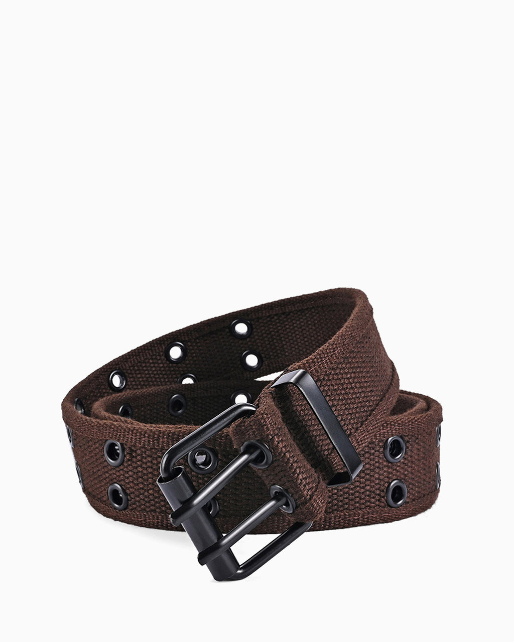 Men's Statement Brown Canvas Belt with Double-Prong Buckle