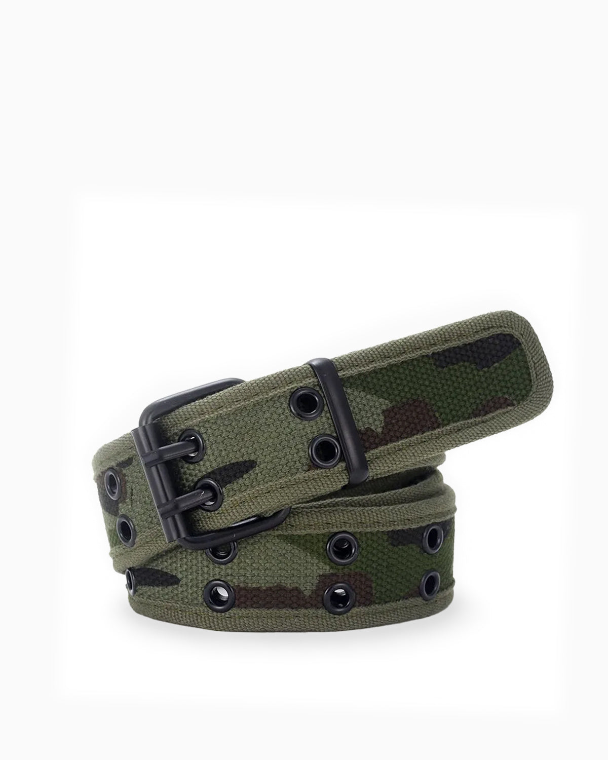Men's Casual Camo Canvas Belt with Double-Prong Buckle