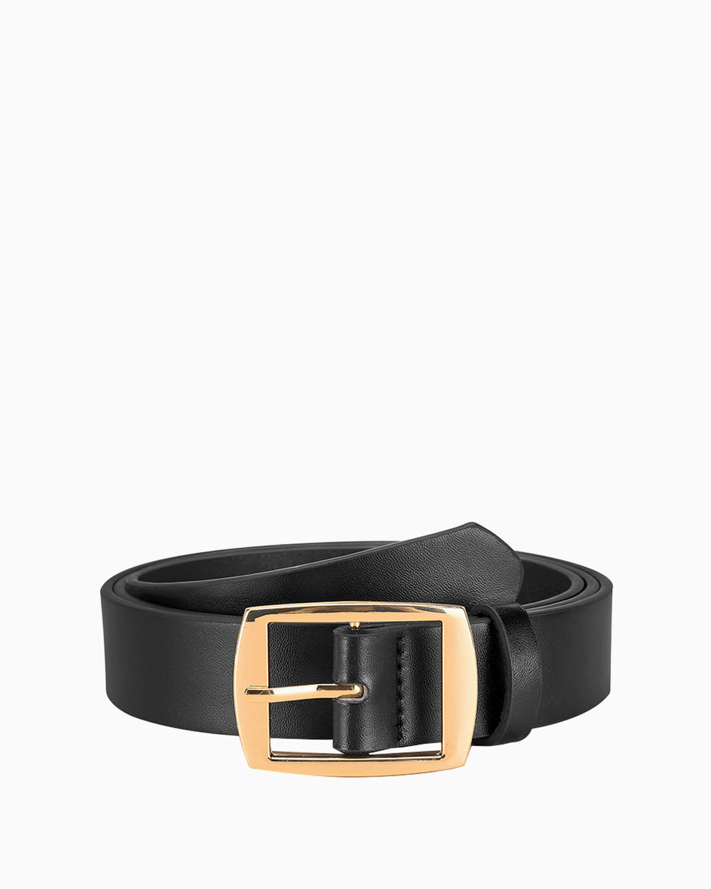 Men's Versatile Casual Black Belt with Gold Buckle