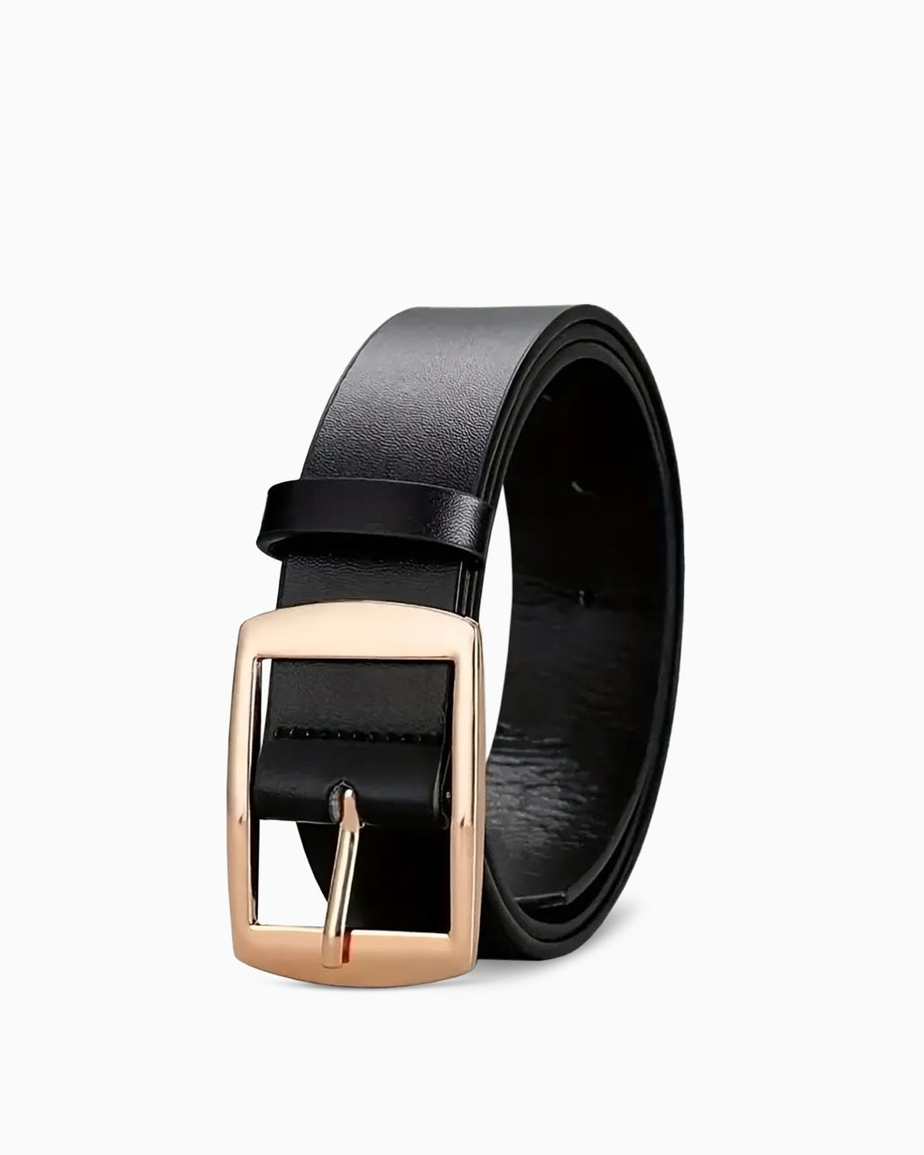 Men's Versatile Casual Black Belt with Gold Buckle