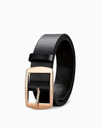 Men's Versatile Casual Black Belt with Gold Buckle