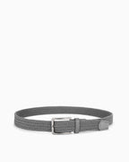 Men's Casual Braided Belt with Rectangular Silver Buckle, Gray