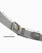 Men's Casual Braided Belt with Rectangular Silver Buckle, Gray