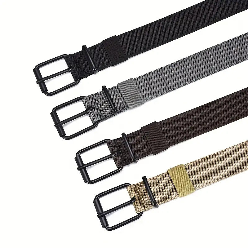 Men's Casual Woven Nylon Belts with Black Pin Buckle
