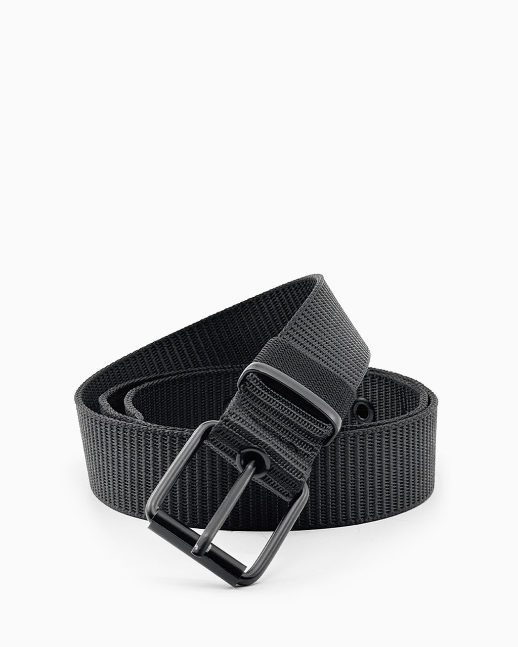 Men's Casual Black Woven Nylon Belt with Black Pin Buckle