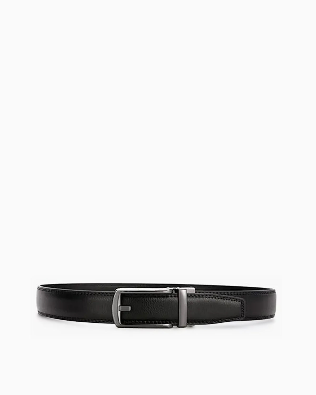 Men's Classic Ratchet Snap Closure Adjustable Leather Black Belt
