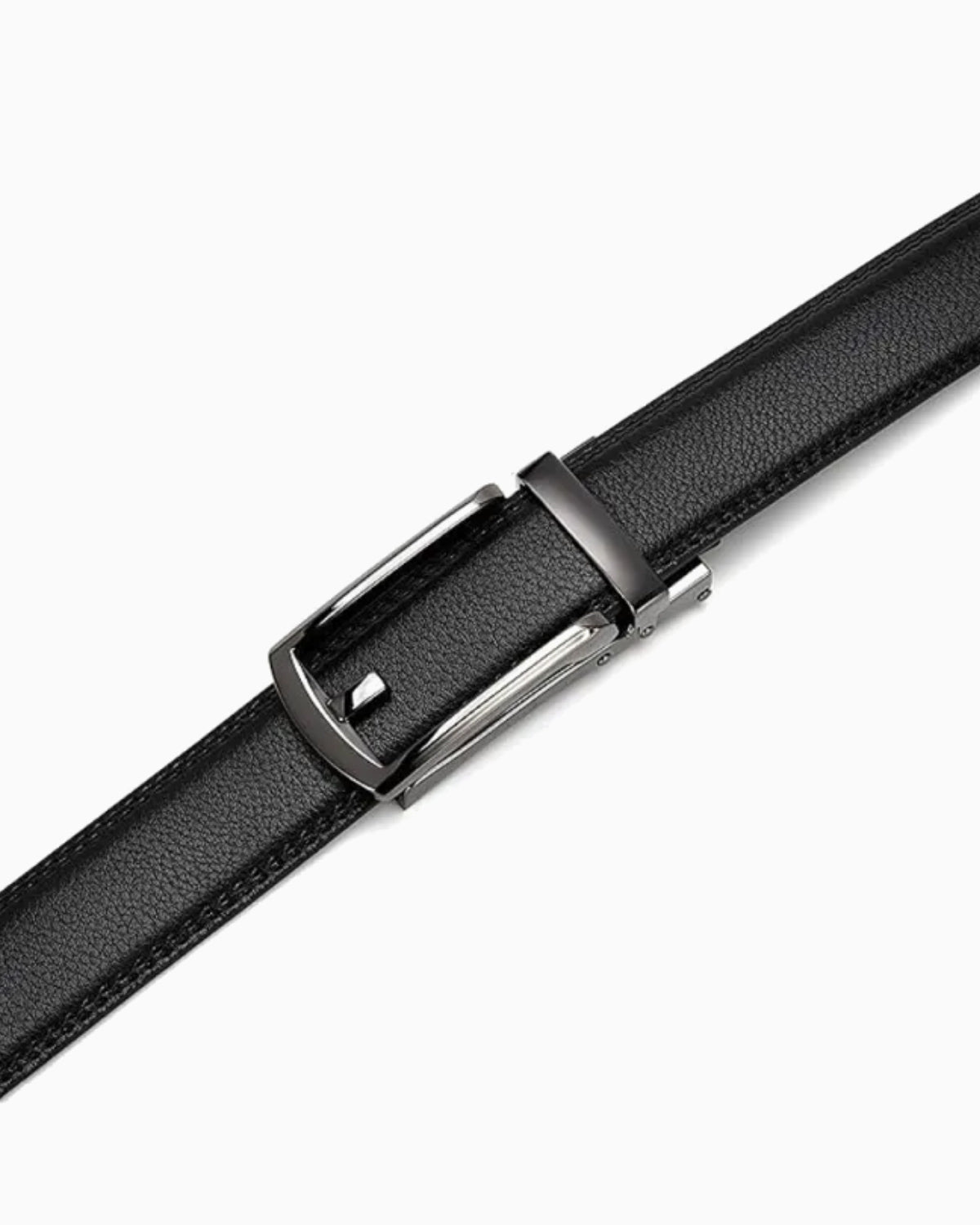 Men's Classic Ratchet Snap Closure Adjustable Leather Black Belt