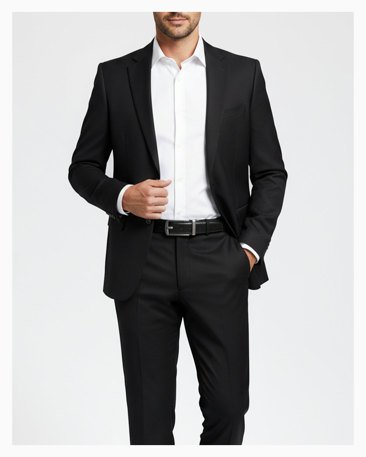 Men's Classic Ratchet Snap Closure Adjustable Leather Black Belt