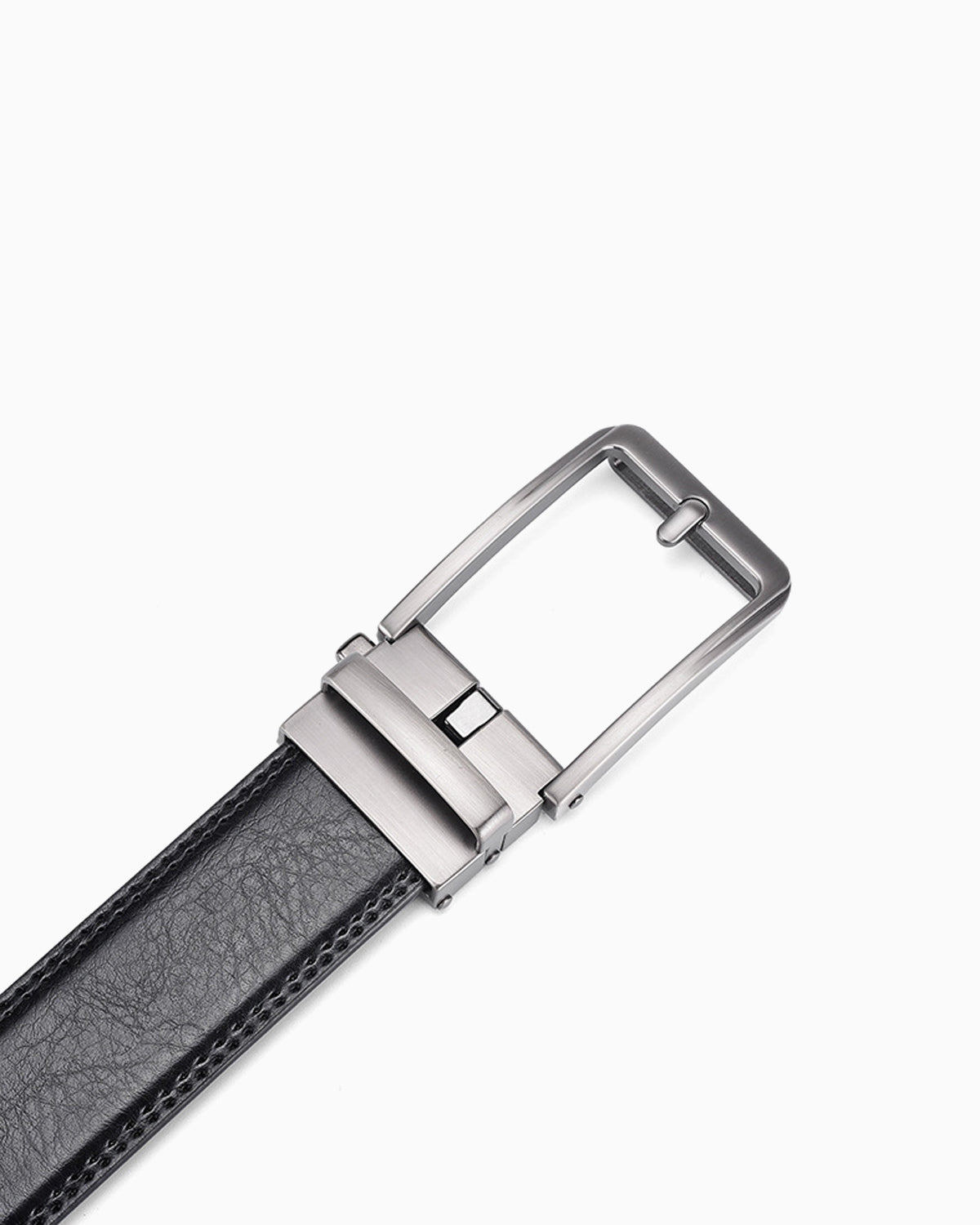 Men's Classic Genuine Leather Black Ratchet Belt, SIlver Buckle