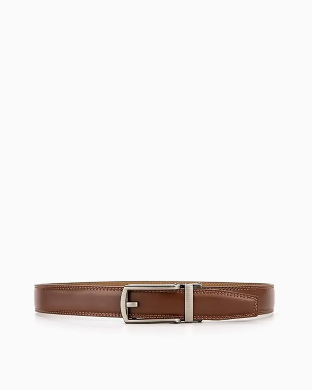 Men's Classic Ratchet Snap Closure Adjustable Leather Brown Belt