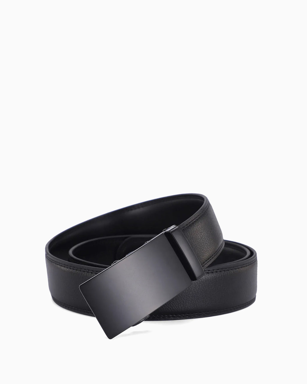 Men's Classic Genuine Leather Ratchet Belt with Matte Black Buckle